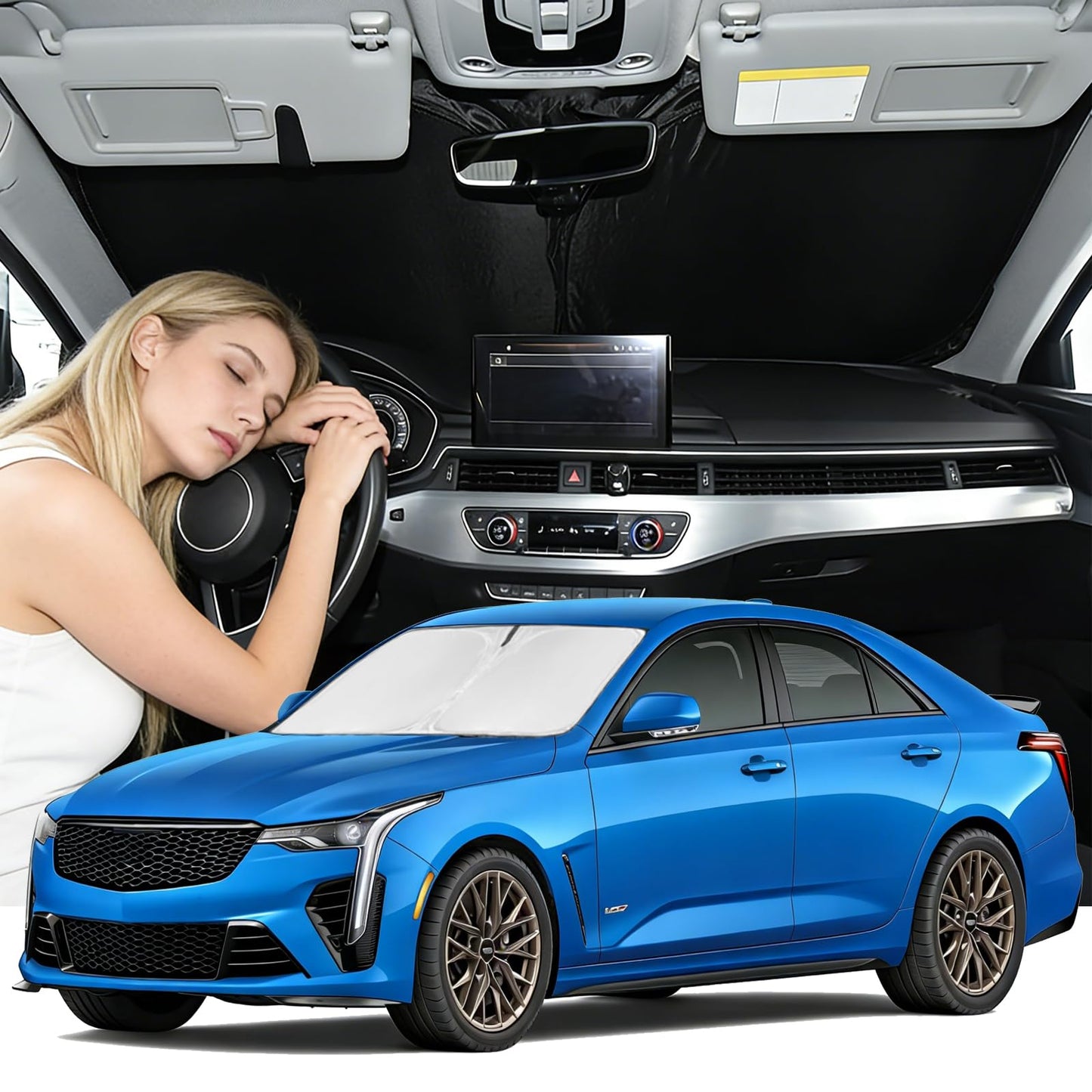 for Toyota Tacoma 2016-2023 2024 2025 2026 Sun Shade Sunshade Windshield Cover - 4 Layers Front Window Shade Custom Fit Tacoma 2Dr 4Dr Pickup Sun Visor 240T Shade Blocks UV Rays Car Accessories