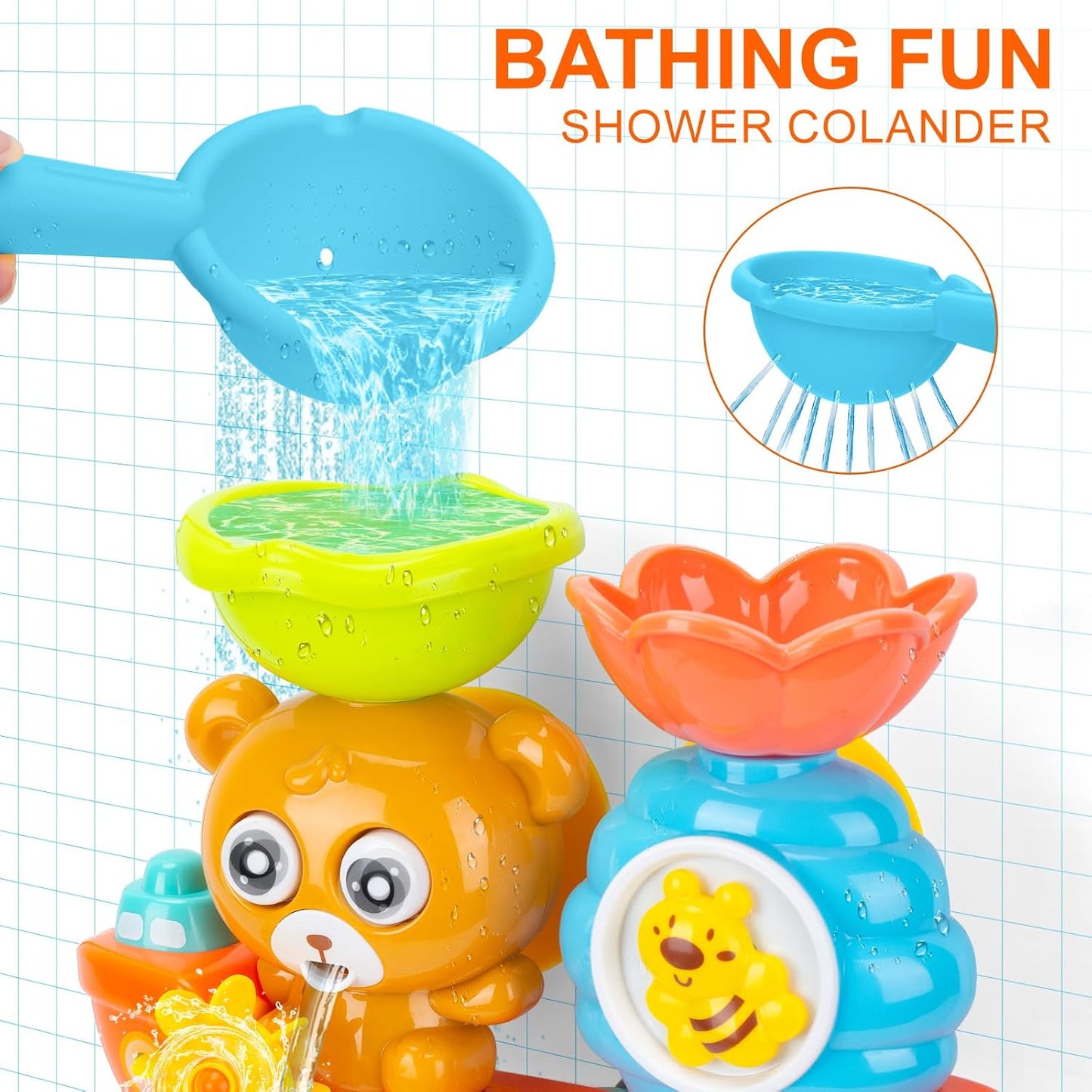 Badespielzeug für Kleinkinder, Badespielzeug Baby, Badespielzeug für Kinder, Wasserspielzeug Badewanne für Mädchen Jungen Geschenke, Kleinkind Spielzeug, Sensorisches Spielzeug für Kleinkinder