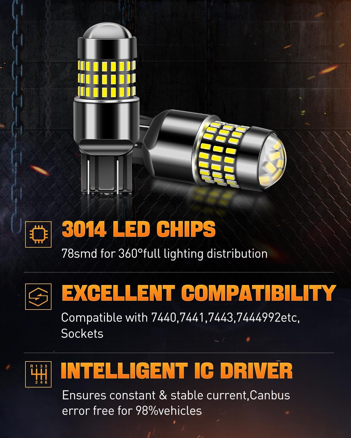 LUYED 3157 LED-Birnen Rückfahrlicht Xenon-Weiß 1800 Lumen Super Hell 78 SMD 3056 3156 3057 4157 LED-Birnen, Verwendet für Rückfahrlichter, Bremslichter, Rücklichter, Blinker, 2er-Pack