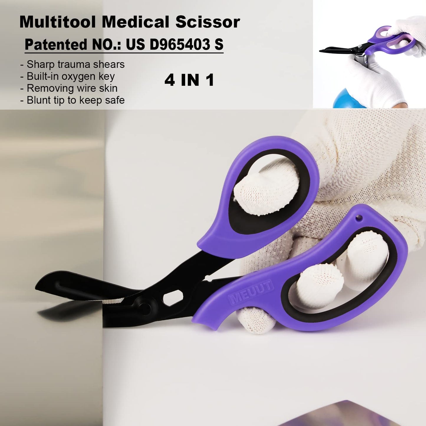 MEUUT 2 Pack Medical Scissors Trauma Shears for Left and Right Hand -Patented Bandage Scissors All Purpose with Non-Stick Blades, Surgical Grade Shears Stainless Steel EMT Scissors for Nurses EMT