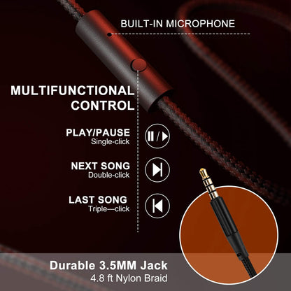 LORELEI X6 Over-Ear Kabelgebundene Stereo-Bass-Kopfhörer mit Mikrofon, Leicht, Faltbar & Portabel mit 1,45M Kabel ohne Verheddern für Smartphone, Tablet, MP3/4, Space Black