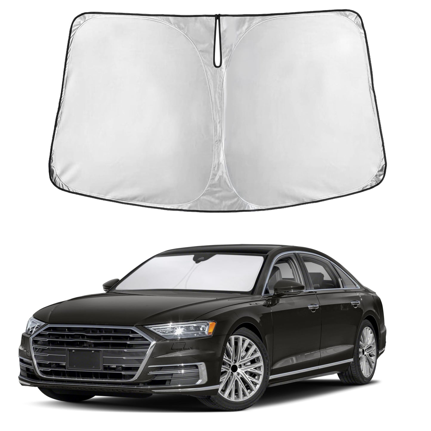 EcoNour Car Windshield Sunshade | Blocks 99% Heat & Keeps Interior Cool | Universal Fits Cars, SUVs, Trucks | Automotive Sun Screen, Visor & Car Accessories for Summer | Medium (64x32 Inches)