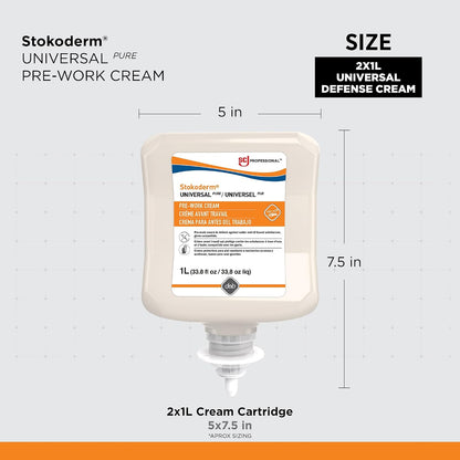 SC Johnson Professional 1L Stokoderm Universal PURE Defense Cream for Professional Use Against Water and Oil-Based Substances, 1L Cartridge, Pack of 6 x 1L Cartridge Refills for Manual Dispenser
