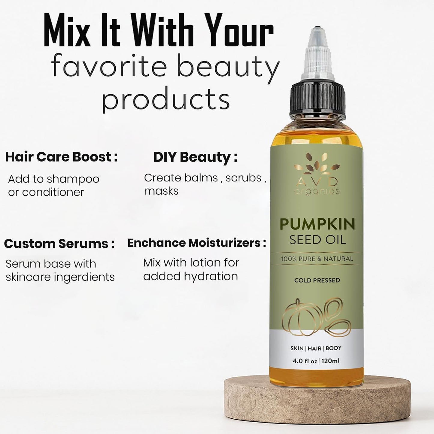 AVD Organics Rosmarinöl für Haarwachstum & Kopfhaut | Mit Biotin angereichert | Haarstärkend, pflegend und voluminös | Mit Jojoba- & Rizinusöl angereichert | GVO-frei 120ml