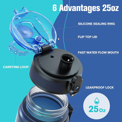 Sahara Sailor Trinkflasche, 950ml Motivations-Sportflasche mit Zeitmarkierung – Trinkzeiten – Tritan, BPA-frei, weite Öffnung auslaufsicher, Fast-Flow-Technologie mit Reinigungsbürste (1 Flasche)