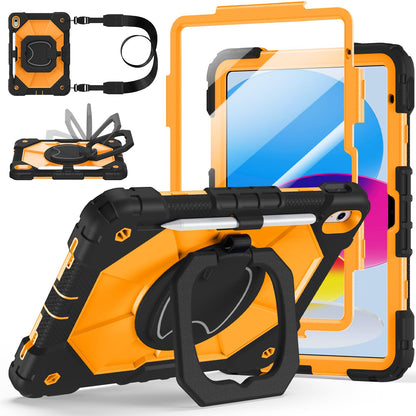 Case for iPad A16 11th Generation 11 Inch 2025, Auorld for iPad 10th Generation 10.9 inch 2022 case with Screen Protector, 360 Degree Rotating Stand Shoulder Strap Pencil Holder, Navy Pink