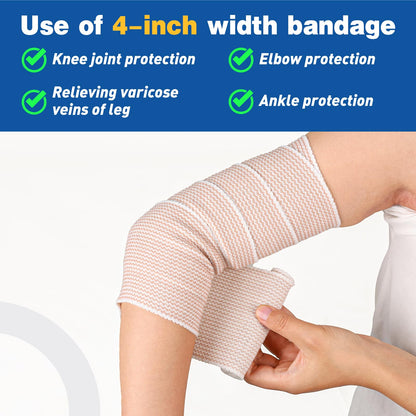 AZEN Premium 8 Pack Elastic Bandage Wrap (2x2", 2x3", 2x4", 2x6"), Compression Wrap Bandage for Legs, Ankle, Knee, Tummy, Body, Latex-Free, Lymphedema Wraps for Legs