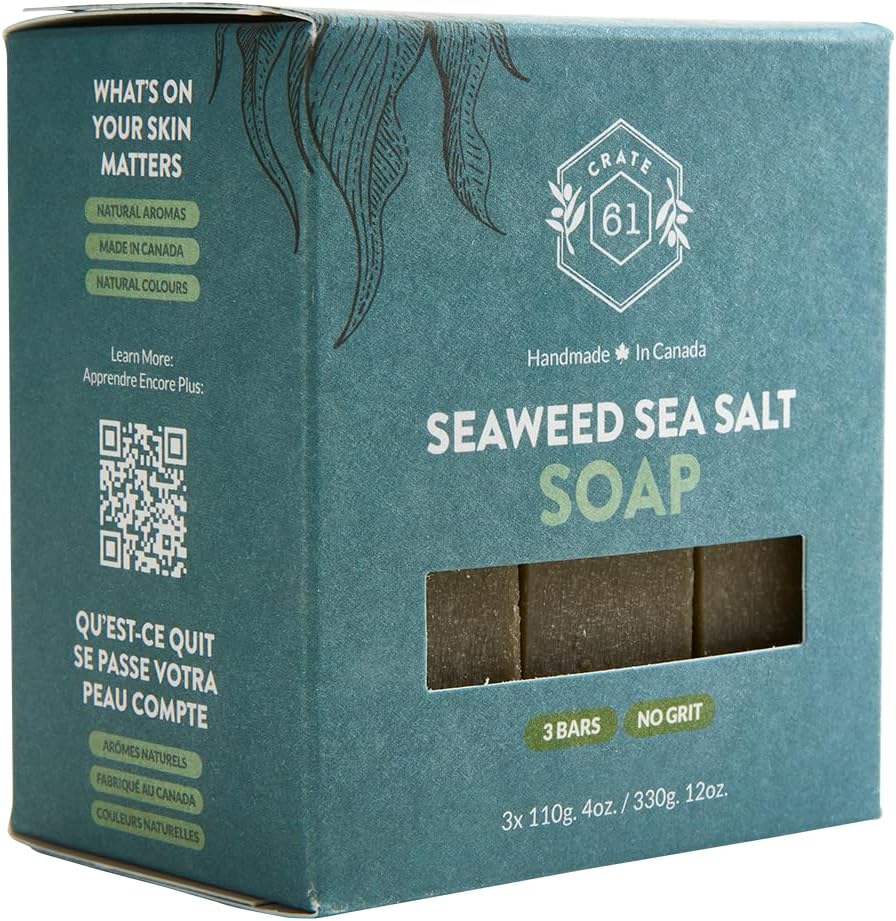 CRATE 61 ORGANICS Vegane Naturseife, handgemachte Seife mit hochwertigen ätherischen Ölen, kaltgepresst für Gesicht und Körper für Männer und Frauen, 3er-Pack (4 oz, Riegel) (Eucamint)