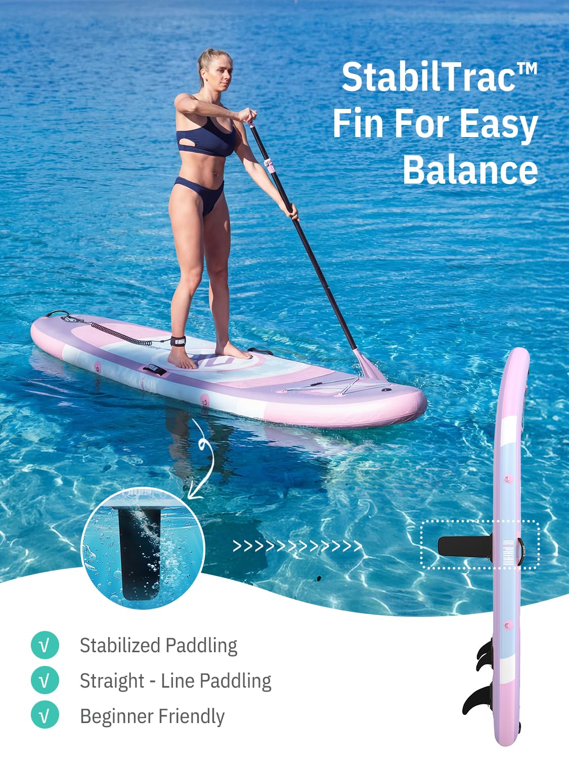 Niphean（Ultra-Light） Inflatable Paddle Board with StabilTrac Fin and Durable SUP Accessories, 10' Stand Up Paddle Boards for Adults & Youth, Versatile Yoga Paddle Board, Gift Ideas
