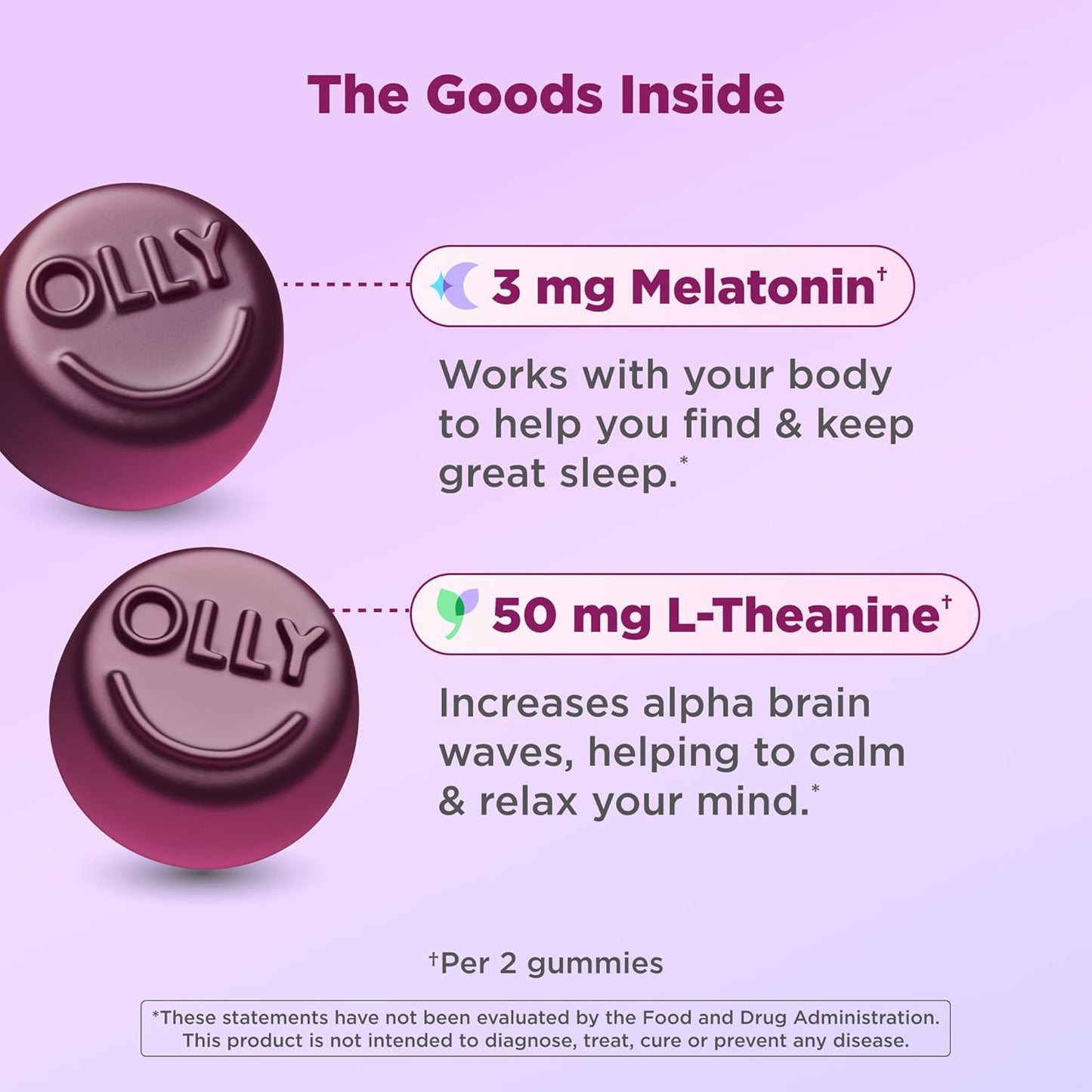 OLLY Sleep Gummy, 3mg Melatonin, L-Theanine, Chamomile, Lemon Balm, Sleep Aid, BlackBerry, 90 Count (Pack of 12)