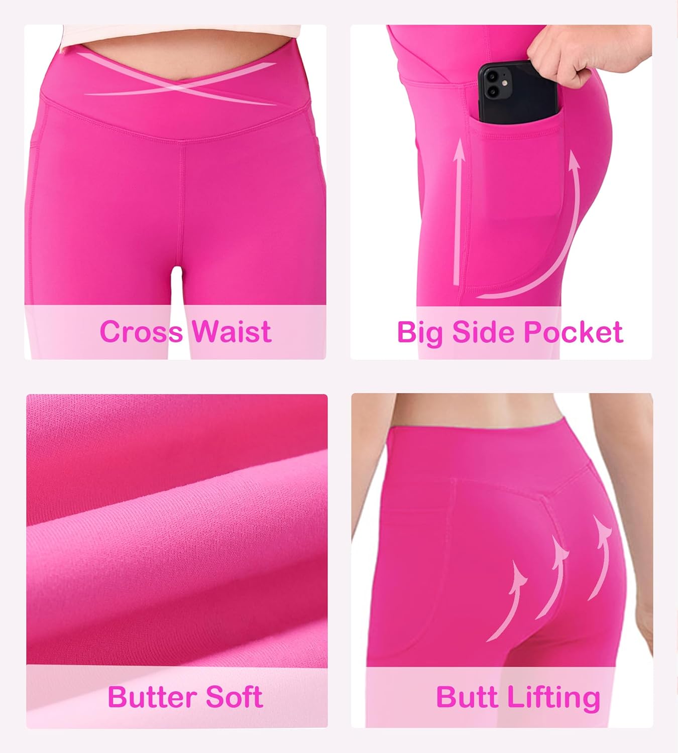 Mädchen Crossover-Yoga-Hose, Sport-Leggings für Kinder mit Taschen, Teenager-Mädchen Tanz- und Workout-Leggings