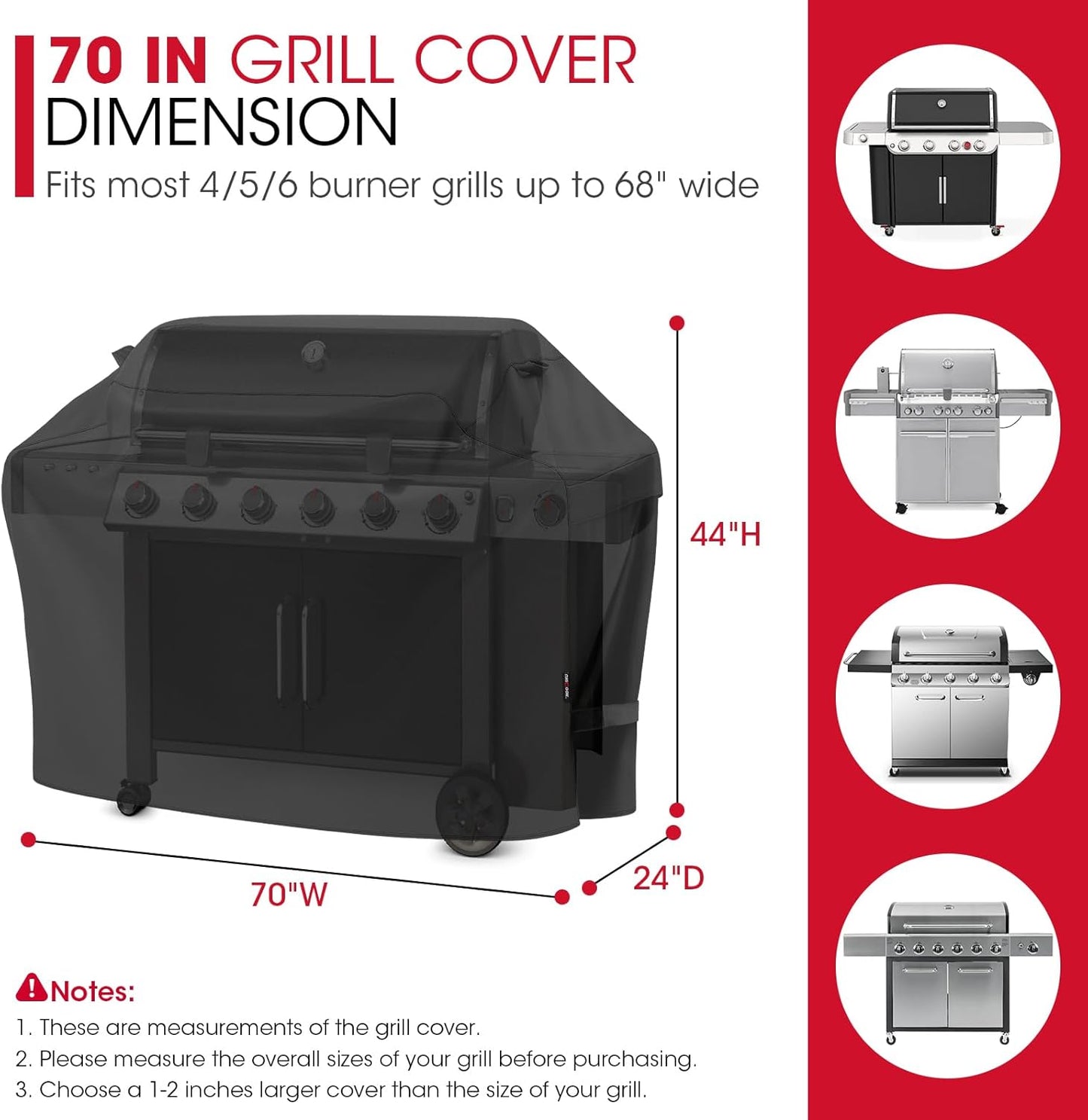 UNICOOK BBQ Abdeckung 60 Zoll, Hochleistungs-Wasserdichte Grillabdeckung, Spezielle Licht- und UV-beständige Outdoor-Grillabdeckung, Grillzubehör Kompatibel mit Weber Char-Broil Nexgrill und mehr
