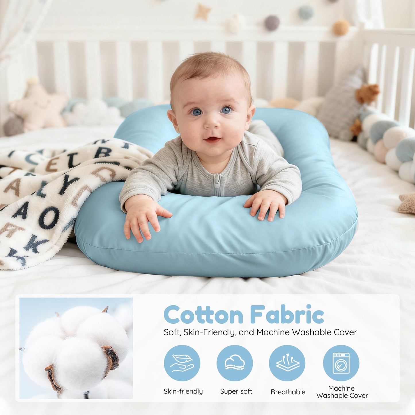 Baby Lounger & Snuggle Nest for Newborn 0-24 Months, Baby Nest Supervised Breathable Cotton for Newborn, Breathable Portable Infant Lounnger for Travel and Home, Pink (Lounger Cover Included)