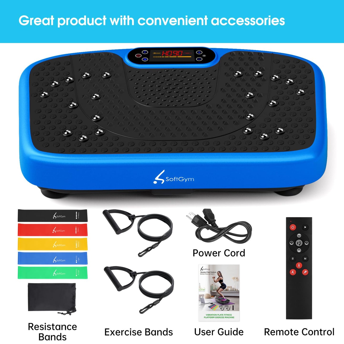 SoftGym Waver Vibration Plate Exercise Machine for Lymphatic Drainage Weight Loss,120 Speed Levels Vibrating Platform with Resistance Bands,Full-Body Workout Equipment for Muscle Activation