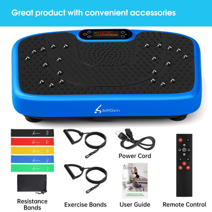 SoftGym Waver Vibration Plate Exercise Machine for Lymphatic Drainage Weight Loss,120 Speed Levels Vibrating Platform with Resistance Bands,Full-Body Workout Equipment for Muscle Activation