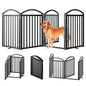 SNUOWU 4 Panels Full Matel Freestanding Dog Gates with Door, 96"Extra Wide 36"Tall Free Standing Dog Pet Gate for Indoor & Outdoor. Foldable Pet Fences for Doorways, House, Stairs, Porch, Deck, Yard