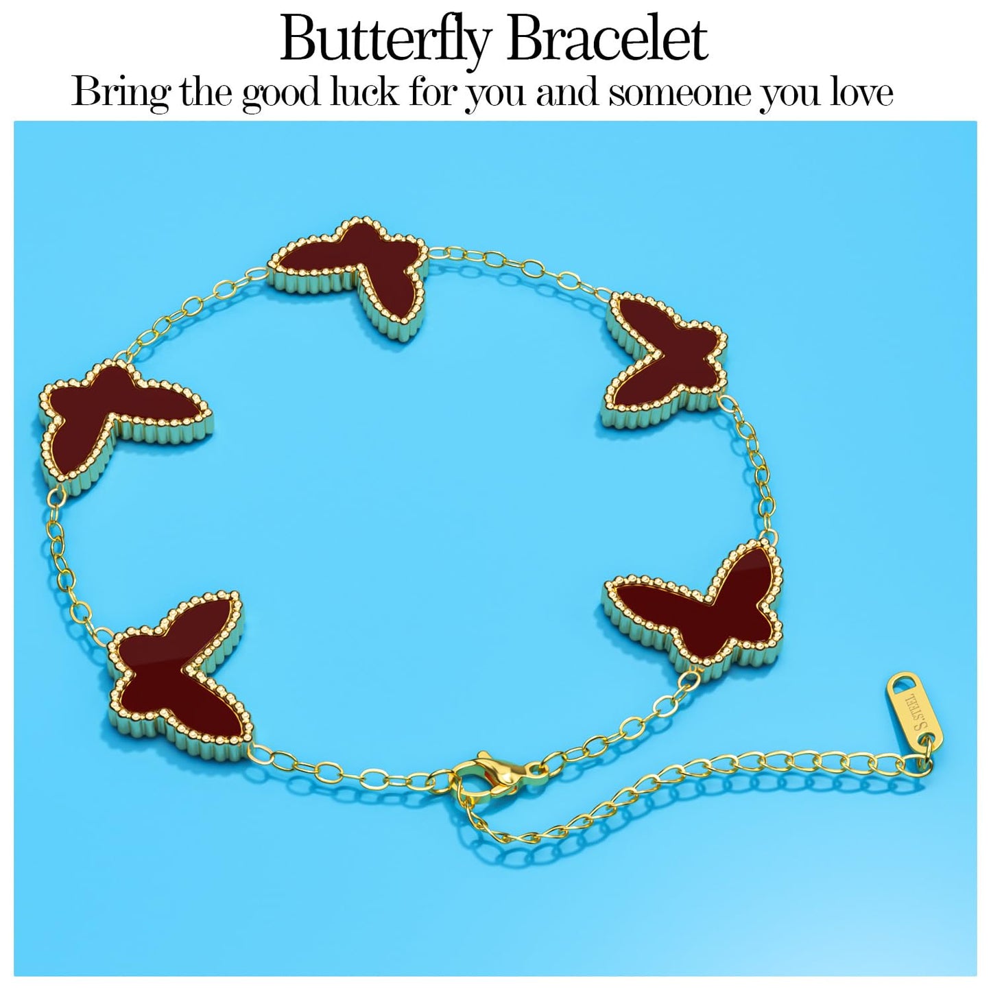 AICase 18K Gold Plated Clover Bracelet Dupes Gold/White/Black Bracelet Set for Women Flower Leaf Lucky Clover Bracelets Trendy Jewelry Birthday Gifts for Women/MoM/Friends