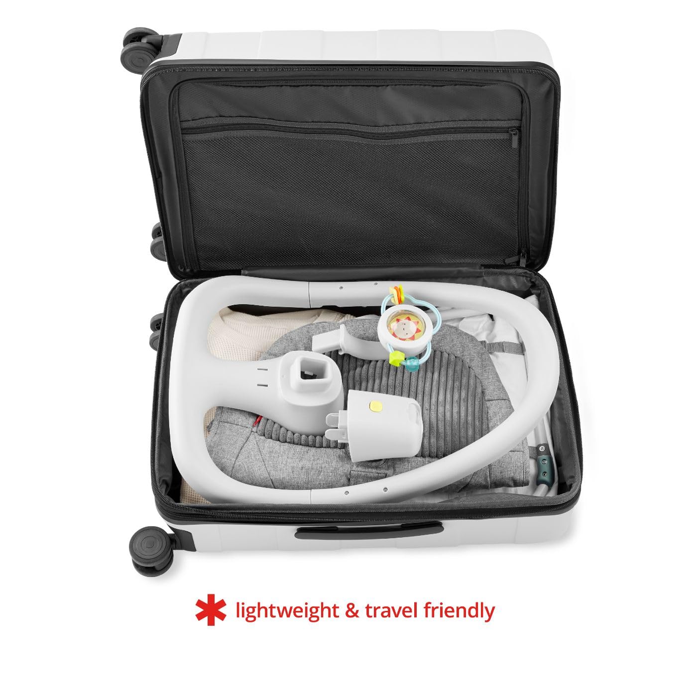 Skip Hop Baby Ergonomischer Aktivitäts-Bodenstuhl für aufrechtes Sitzen, leicht und reisefreundlich, Silver Lining Cloud Grey, Alter 0+