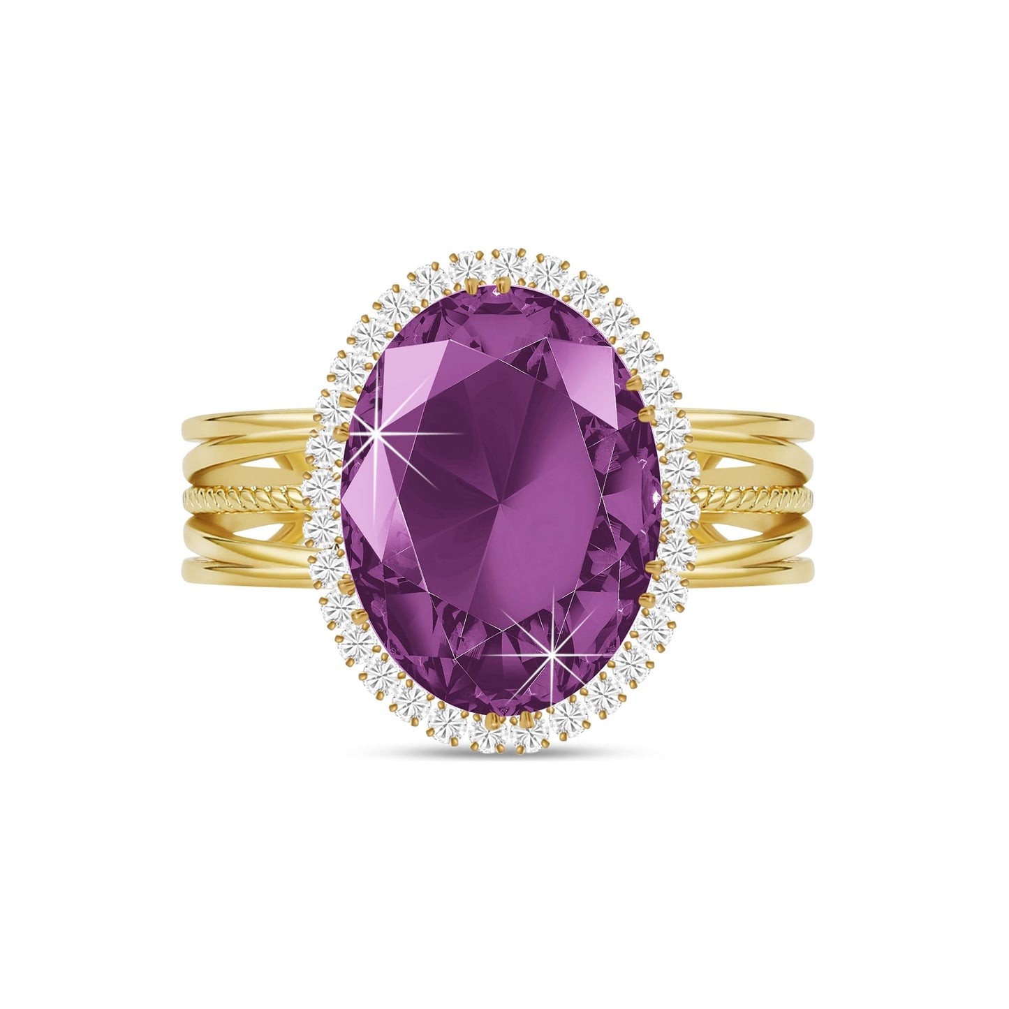Linawe Birthstone Chunky Adjustable Rings for Women, Gold/Silver/Rose Gold Statement Rings, Imitation Diamond Fake Gemstone Crystal Cocktail Ring, Cubic Zirconia Costume Jewelry