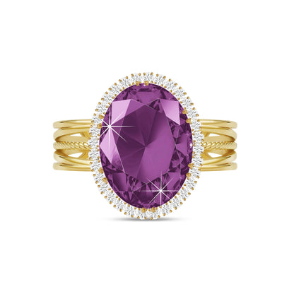 Linawe Birthstone Chunky Adjustable Rings for Women, Gold/Silver/Rose Gold Statement Rings, Imitation Diamond Fake Gemstone Crystal Cocktail Ring, Cubic Zirconia Costume Jewelry