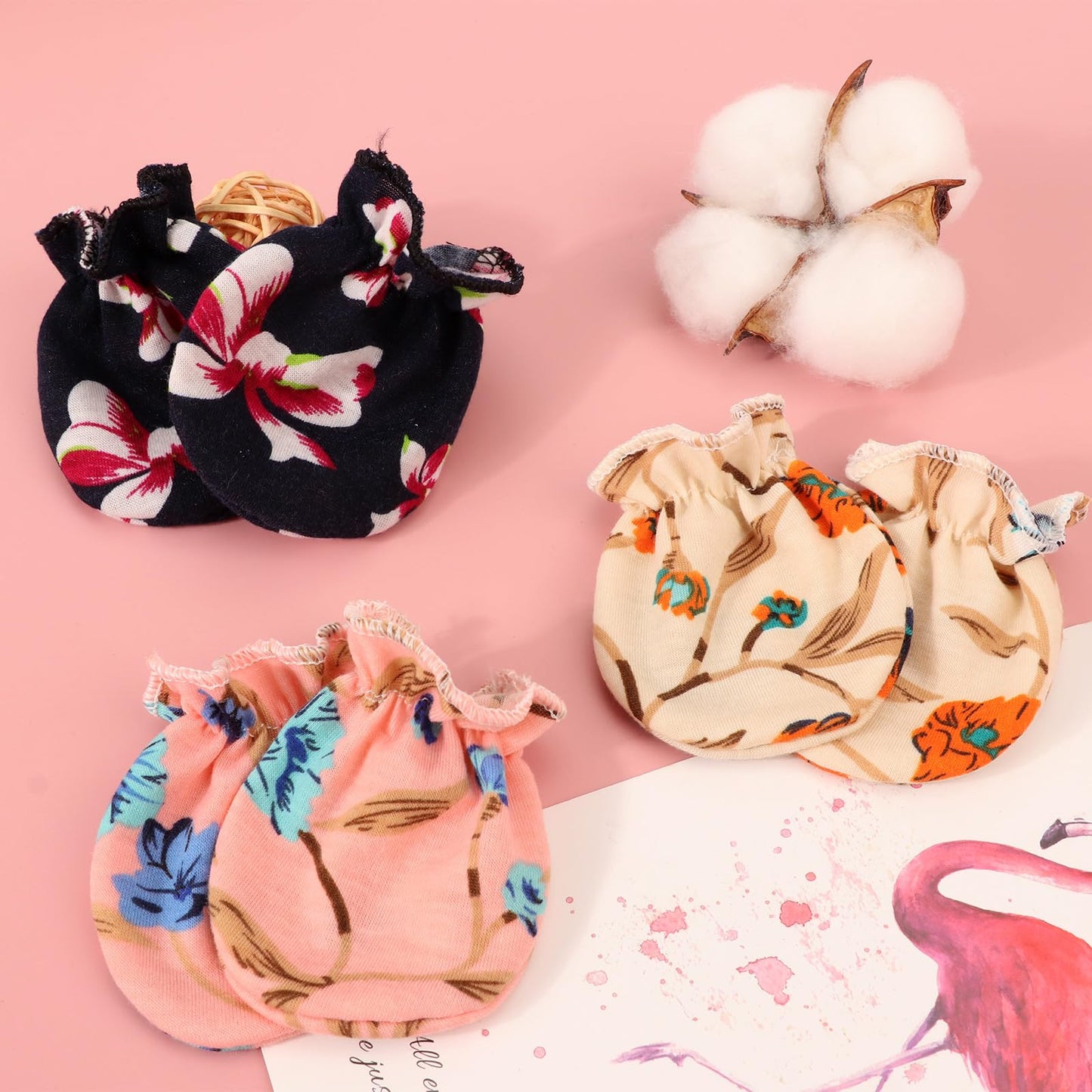 BQUBO Baby Fäustlinge Kratzschutz Handschuhe aus Baumwolle mit elastischem Bündchen Hypoallergen für Neugeborene und Babys von 0-6 Monaten Jungen und Mädchen