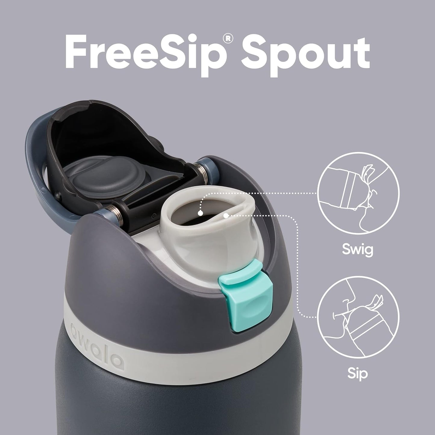 Owala FreeSip Isolierte Edelstahl-Wasserflasche mit Strohhalm für Sport und Reisen, BPA-frei, 710 ml, Shy Marshmallow