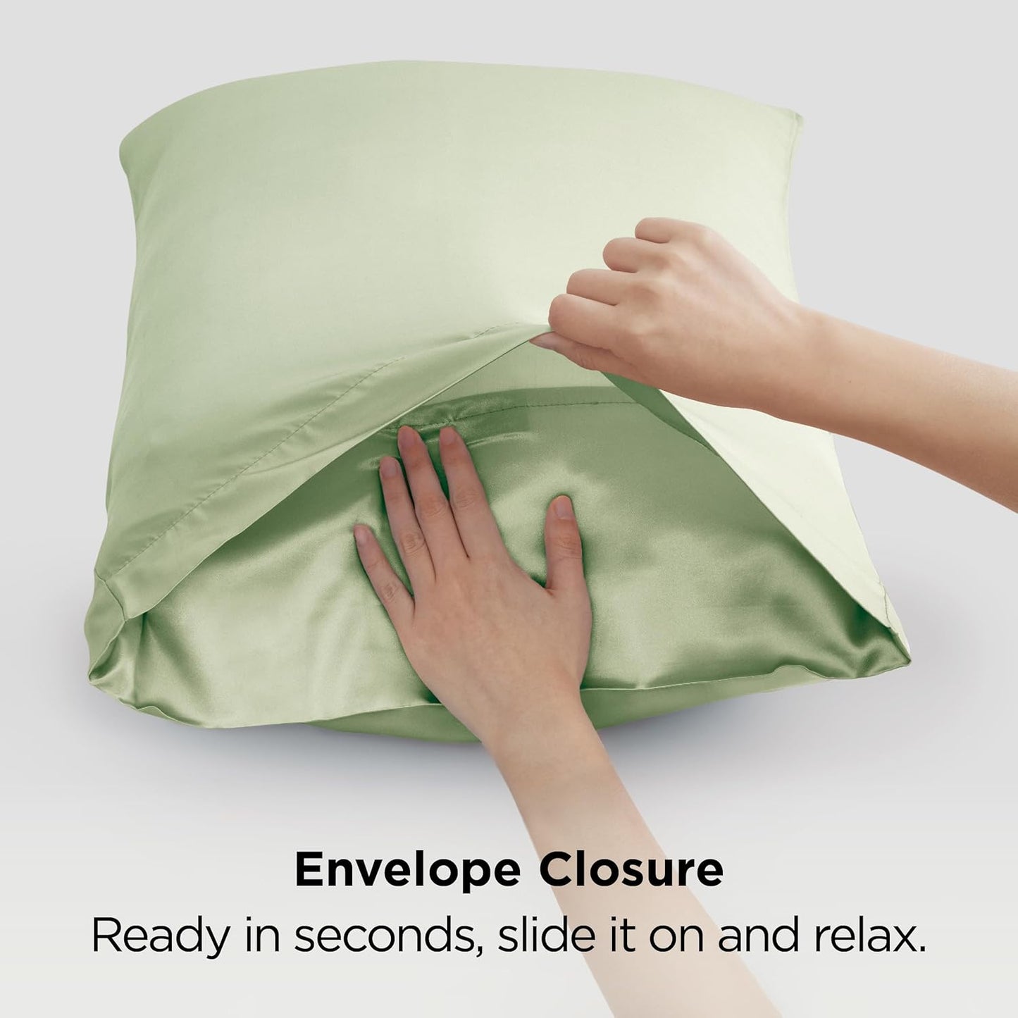 Bedsure Satin-Kissenbezug, Queen-Size, 2er-Pack, Seidenkissenbezügen ähnlich, seidige Kissenhüllen mit Hotelverschluss, Raumdeko, Valentinsgeschenke für Frauen und Männer, Grau, 50x75 cm