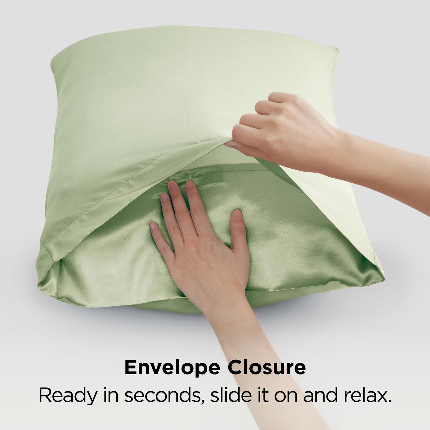 Bedsure Satin Pillow Case Queen Size 2 Pack, Similar to Silk Pillow Cases, Silky Pillowcase Covers for Hair and Skin with Envelope Closure, Gifts for Women Men, Grey, 20x30 Inches