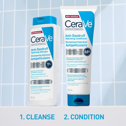 CeraVe Anti-Dandruff Hydrating Shampoo for Men & Women, Gently Cleanses Scalp & Hair While Reducing Flakes, Itchiness, and Irritation, Paraben-Free, Sulfate-Free, Suitable for All Hair Types. 355mL