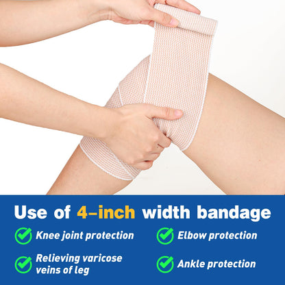 AZEN Premium 8 Pack Elastic Bandage Wrap (2x2", 2x3", 2x4", 2x6"), Compression Wrap Bandage for Legs, Ankle, Knee, Tummy, Body, Latex-Free, Lymphedema Wraps for Legs