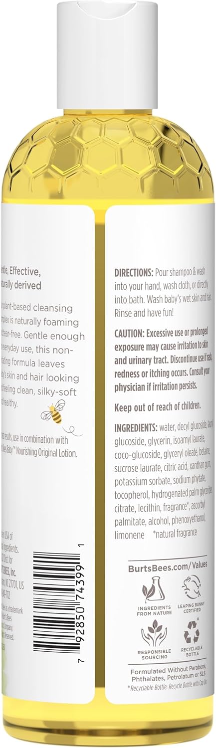 Burt's Bees Baby Shampoo & Wash, Tear Free Soap, Baby Care, Original,12 Ounce (Pack of 3)