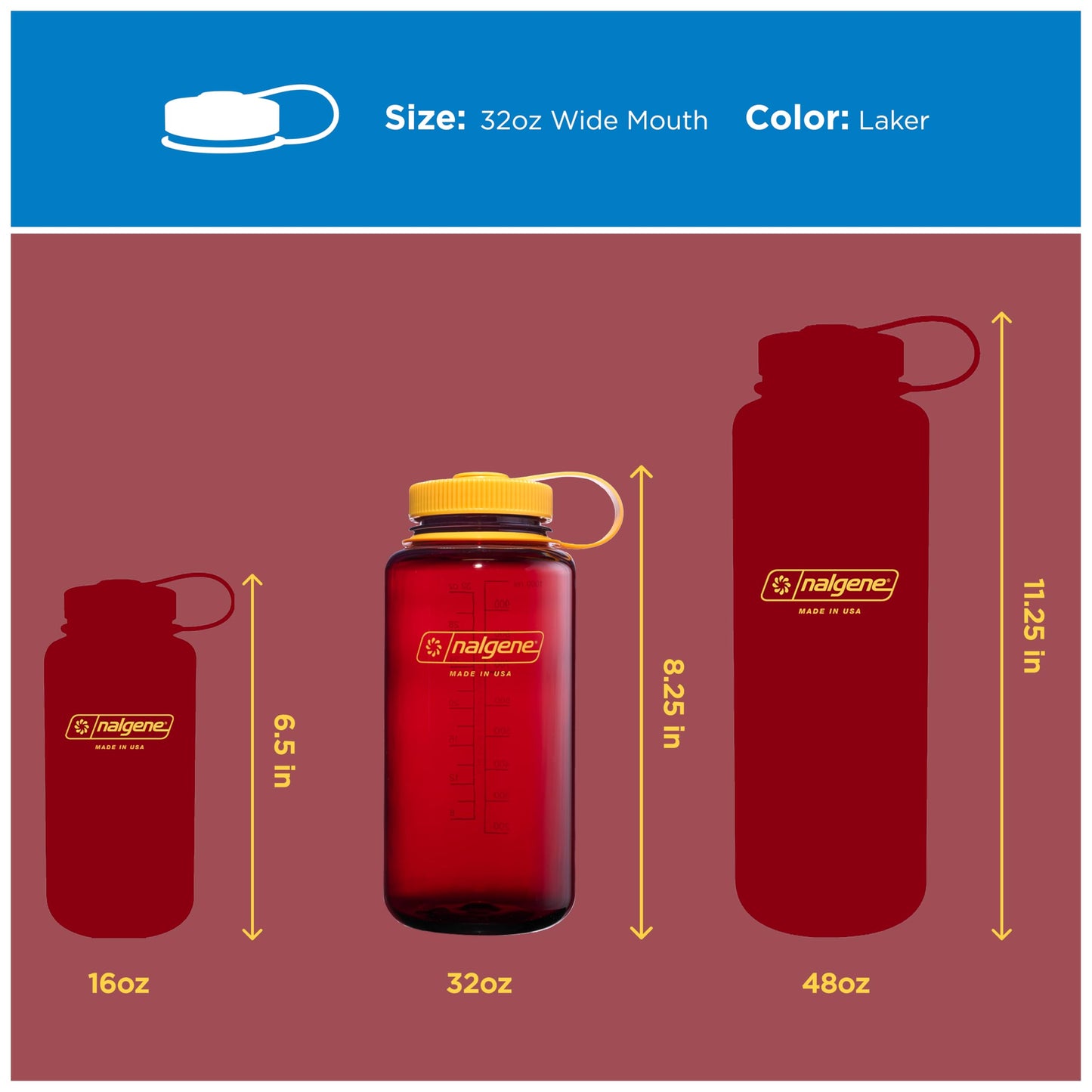 Nalgene 32 oz Wide Mouth Water Bottle | BPA-Free, Durable & Leak Proof, Lightweight Bottle for Hiking & Gym, Work & Travel