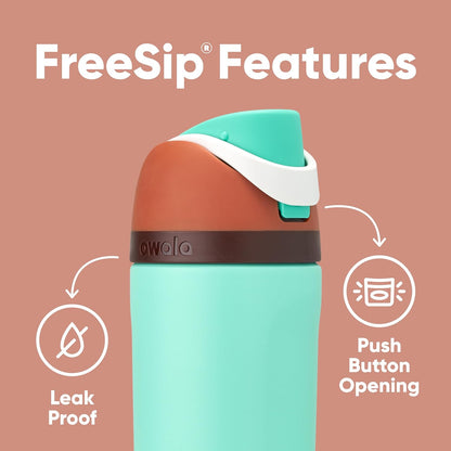 Owala FreeSip Isolierte Edelstahl-Wasserflasche mit Strohhalm für Sport und Reisen, BPA-frei, 710 ml, Shy Marshmallow