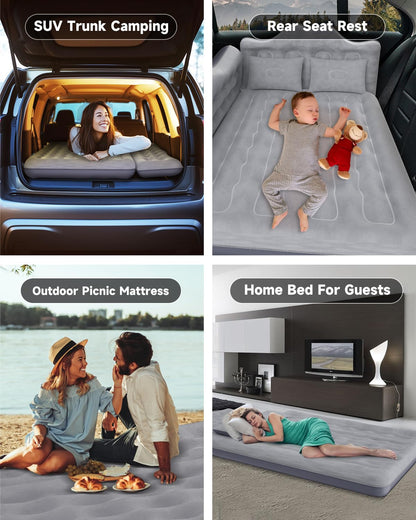 Umbrauto Car Air Mattress Backseat| Inflatable Truck Back Seat Camping Airbed for SUV Rear Seat, Blow Up Sleeping Travel Bed for Van Trunk with Pump & Pillows
