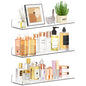 Qukaka Floating Shelves for Wall Decor, 15" Extra Clear Wall Shelves for Bedroom, Living Room, Kitchen, Bathroom Decor, Nail Polish/Book/Decoration/Makeup/Perfume Organizer Floating Shelf-3Pack