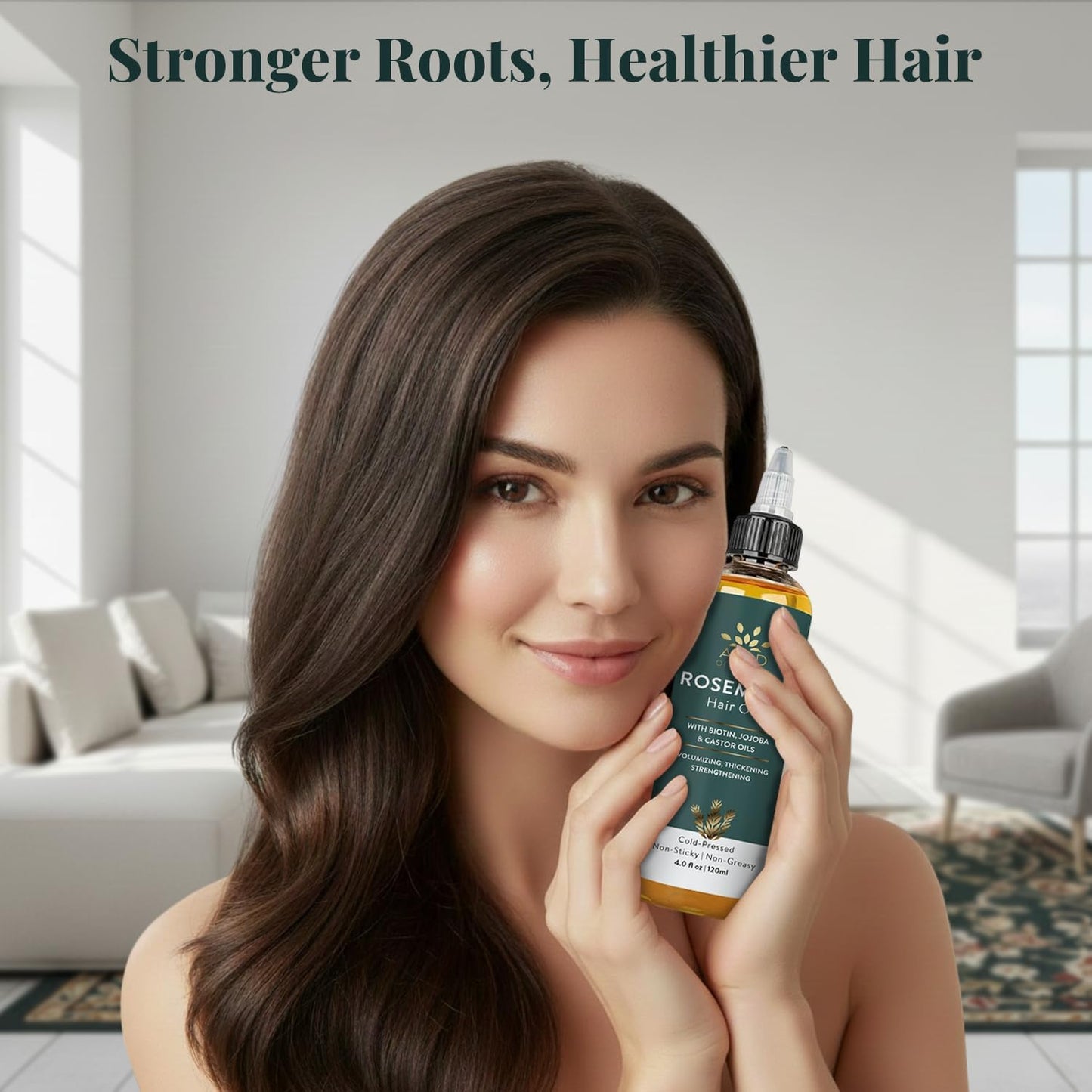 AVD Organics Rosmarinöl für Haarwachstum & Kopfhaut | Mit Biotin angereichert | Haarstärkend, pflegend und voluminös | Mit Jojoba- & Rizinusöl angereichert | GVO-frei 120ml