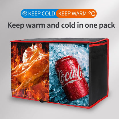 Bodaon Isolierte Essensliefertasche - Warm- & Kalthaltetransporttasche, Catering/Doordash Pizzawärmer, Einkaufstasche, Kühltasche für Partys (Schwarz-Rot, 1 St.), Ideal für den Transport warmer Speisen