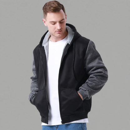Herren-Hoodie, schweres Fleece-Futter, verdickt, warm, mit Kängurutasche für Outdoor und Freizeit
