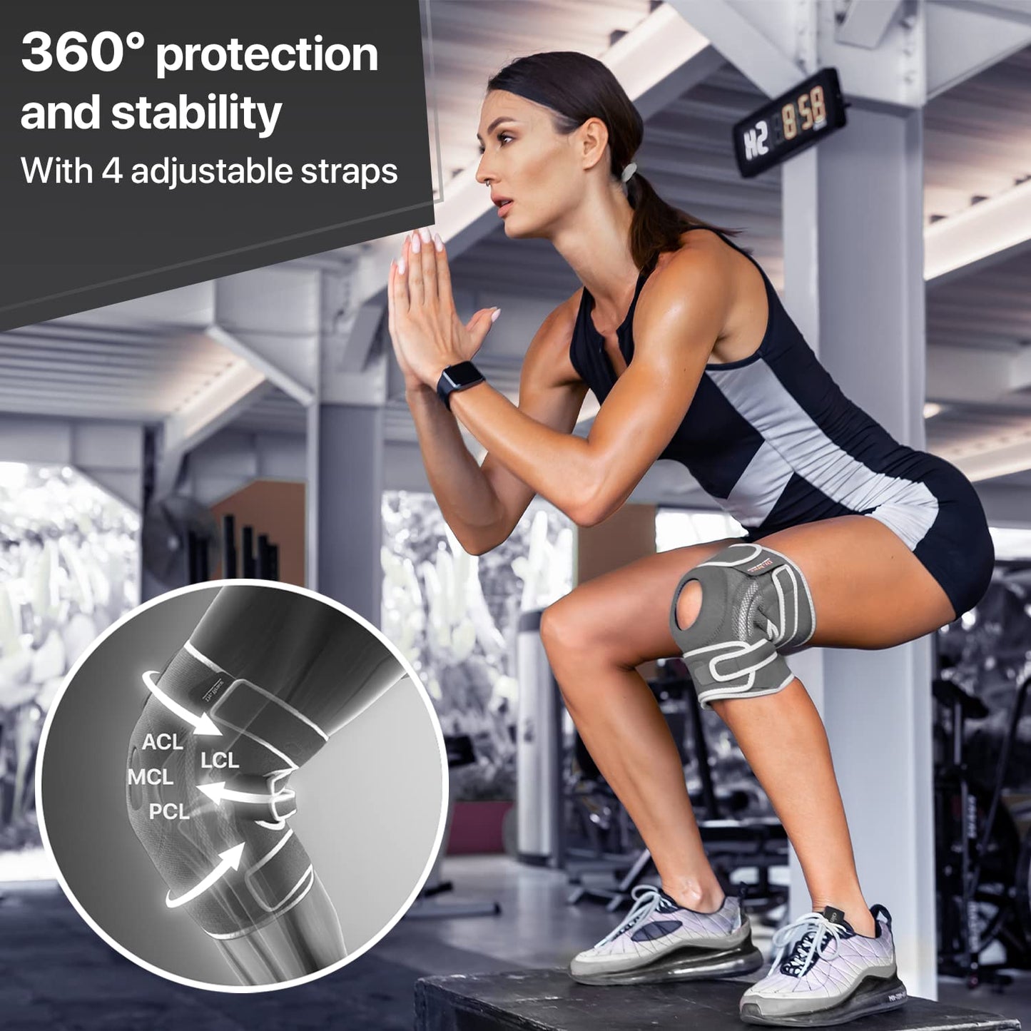 DR. BRACE ELITE Kniebandage mit Seitenstabilisatoren & Patellagelkissen für maximale Knieschmerzlinderung und schnelle Genesung für Männer und Frauen – Bitte sehen Sie sich das Video zur Größenbestimmung an (Mercury, Large)