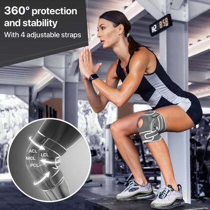 DR. BRACE ELITE Kniebandage mit Seitenstabilisatoren & Patellagelkissen für maximale Knieschmerzlinderung und schnelle Genesung für Männer und Frauen – Bitte sehen Sie sich das Video zur Größenbestimmung an (Mercury, Large)
