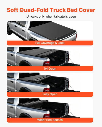 VEVOR Weiche aufrollbare Ladeflächenabdeckung, kompatibel mit 2019–2024 Dodge Ram 1500 Classic, 2003–2025 Ram 2500 3500, passend für 1,95 m (6 Fuß 4 Zoll/76 Zoll) Ladefläche, PVC-Abdeckung mit Aluminiumlegierungsstangen