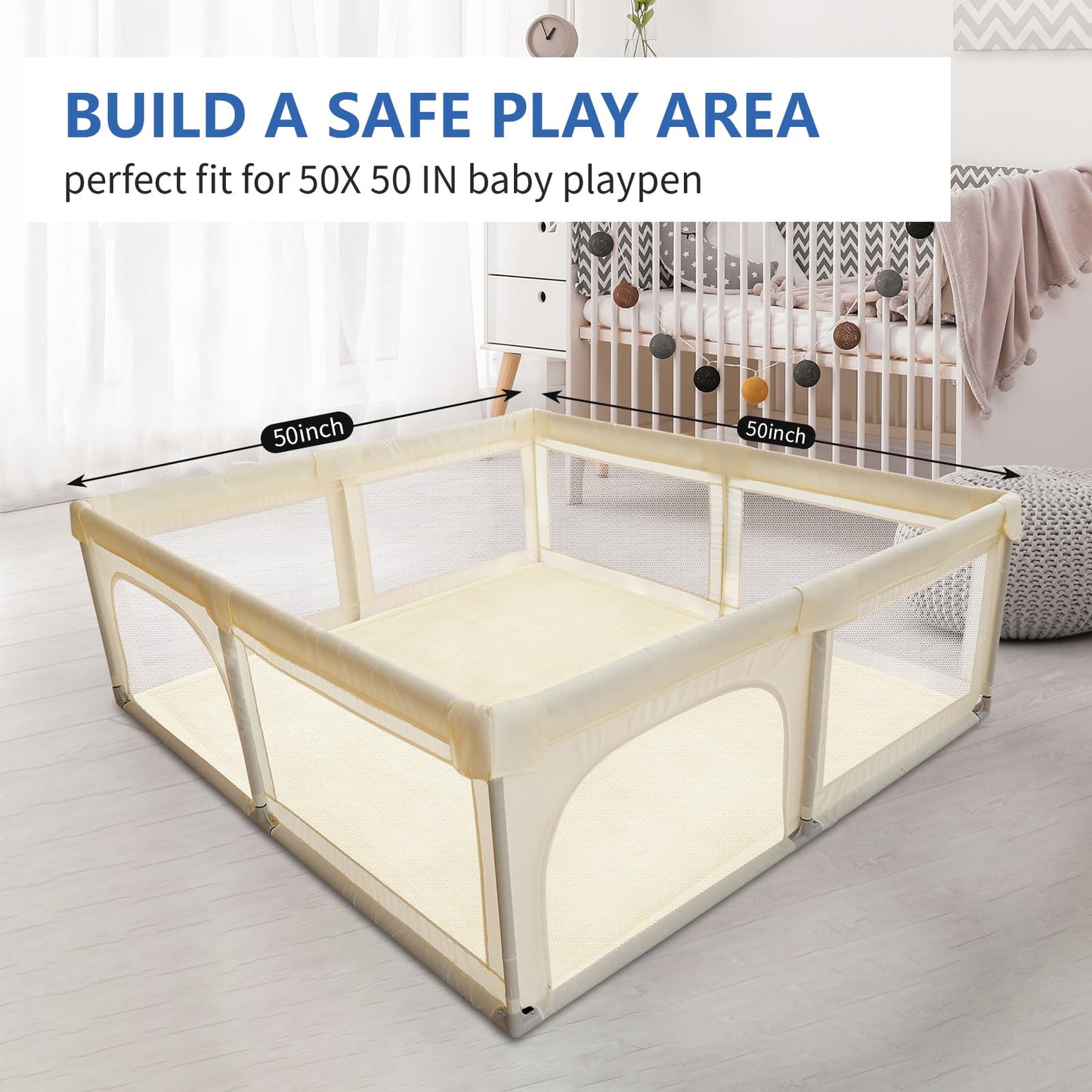 Huloo Sleep Ultra Soft Baby Spielmatte für den Boden, 3,3 cm dicke Elasti-Foam 127x127 cm Laufgittermatte für Kleinkinder, rutschfeste Rückseite, sicher zum Krabbeln und für die Bauchlage, Tatami-Stil (Dunkelgrau)