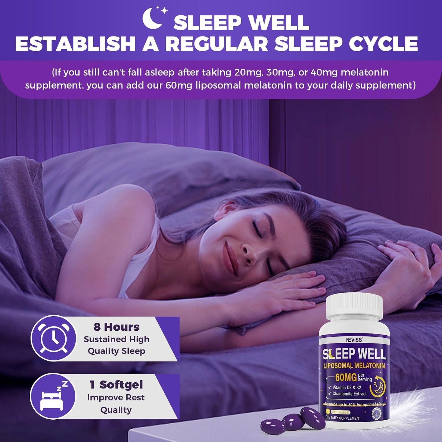 NEVISS L-Tyrosine Gummies & Melatonin 60mg for Adults Bundle