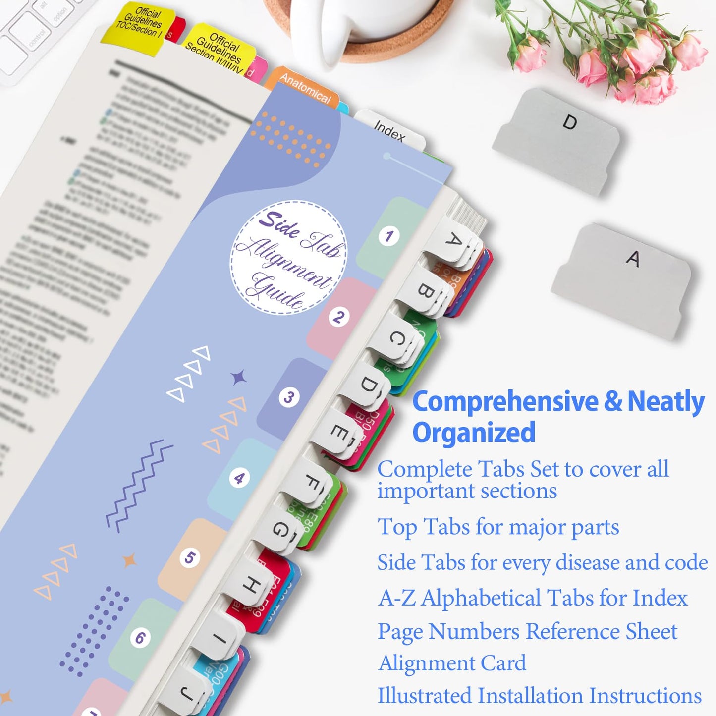 Index Tabs for CPT, AAPC Version ICD-10-CM, HCPCS Level II & ICD-10-PCS 2026, 4 Set Bundles Set (Book not Included), Color-Coded with Code Ranges, Laminated & Waterproof & Repositionable