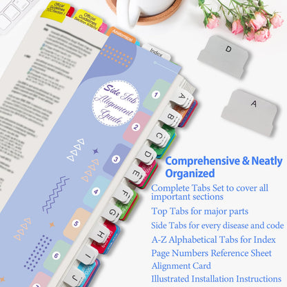Index Tabs for CPT, AAPC Version ICD-10-CM, HCPCS Level II & ICD-10-PCS 2026, 4 Set Bundles Set (Book not Included), Color-Coded with Code Ranges, Laminated & Waterproof & Repositionable