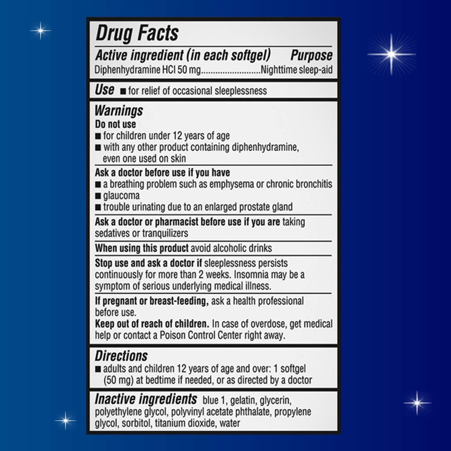 Unisom Nighttime Sleep-Aid Gels, Diphenhydramine HCI 50mg, 100 Count (Pack of 12)