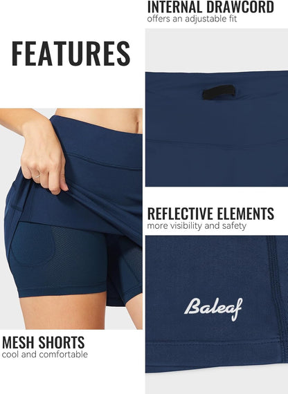 baleaf Damen Tennis Golf Röcke Skorts mit Shorts Laufsport Stretch Athletic mit Innentaschen