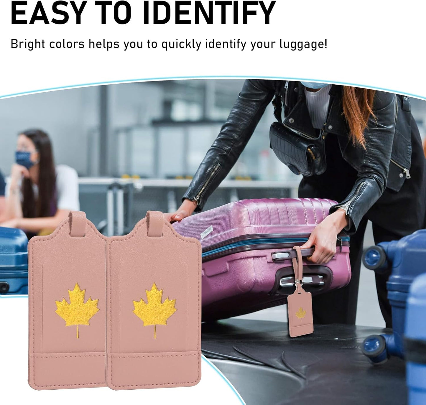 4 Pack Luggage Tag, Anyos PU Leather Travel Bag Labels Suitcase Baggage Tags with Name ID Card Privacy Protection