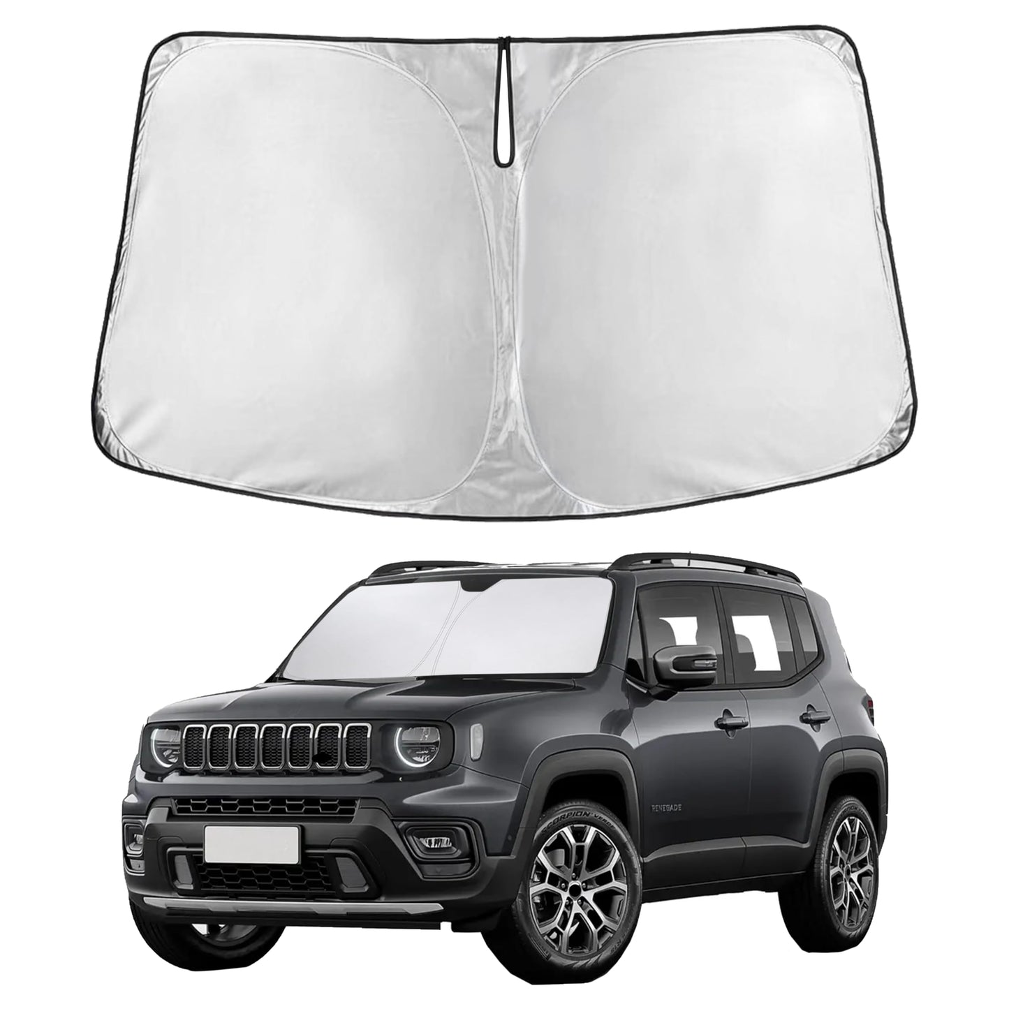 EcoNour Car Windshield Sunshade | Blocks 99% Heat & Keeps Interior Cool | Universal Fits Cars, SUVs, Trucks | Automotive Sun Screen, Visor & Car Accessories for Summer | Medium (64x32 Inches)