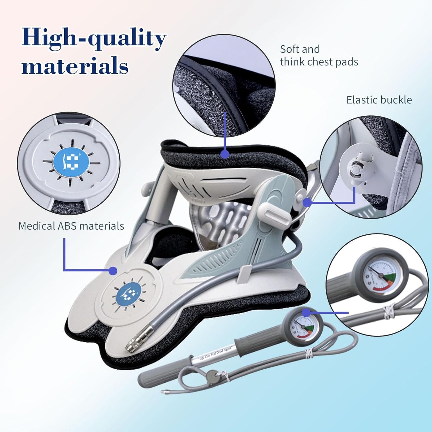 ALPHAY Cervical Traction Device, Neck Stretcher for Cervical Pain Relief, Air Pump Neck Brace with 3 Power Traction and 8 Airbag Support, Neck Decompression and Neck Tension Relief